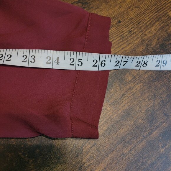 41 Hawthorn Chiffon Tunic Top XXL Floral Lace Accent Hi Low Hem Burgundy - Picture 8 of 8